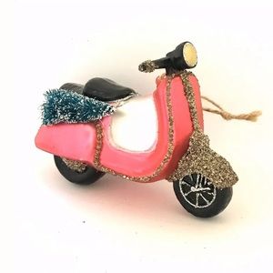 NWT Ashland Christmas Glass Ornament. Pink Scooter